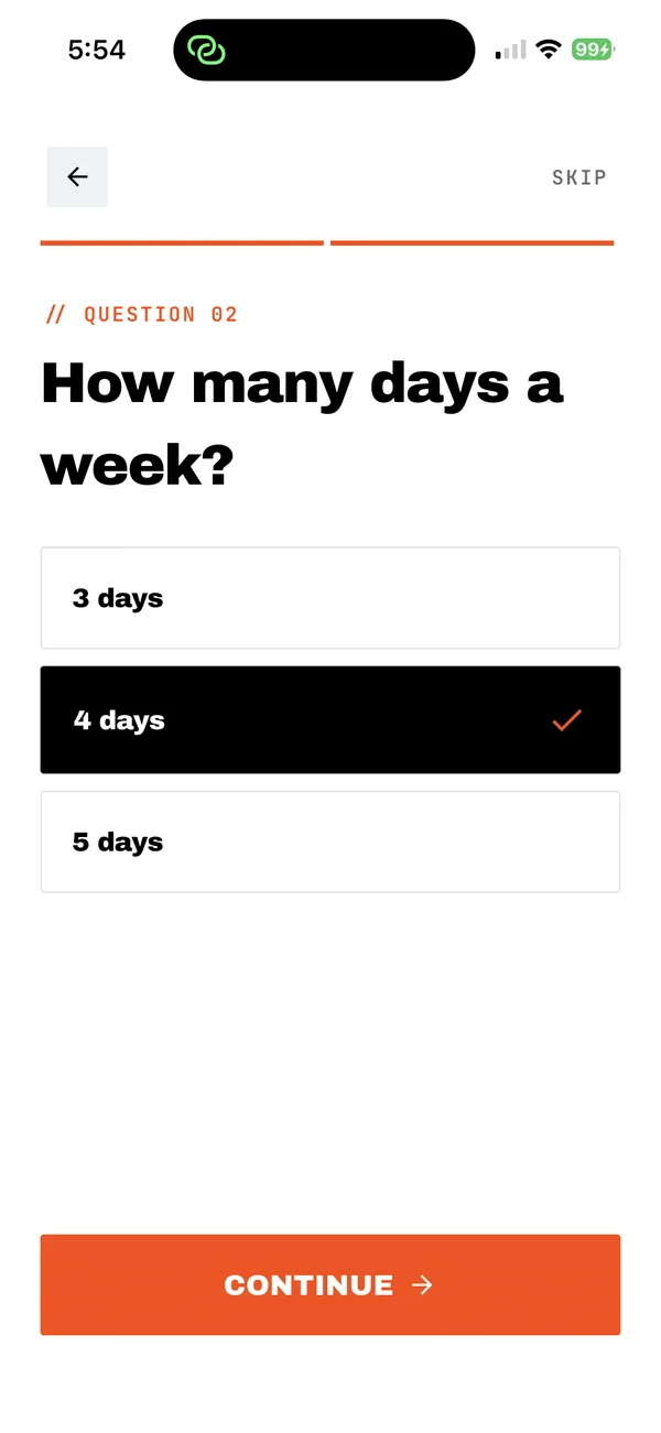 Onboarding: how many days a week