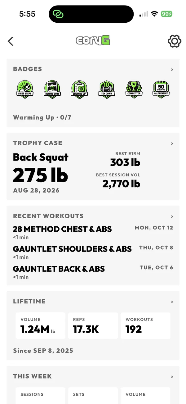 Badges and lifting records